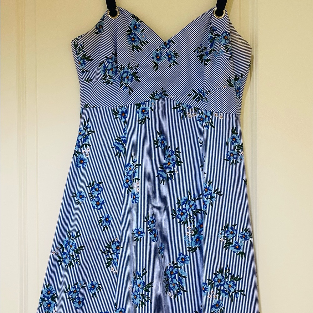 Guess Blue Floral Striped Dress